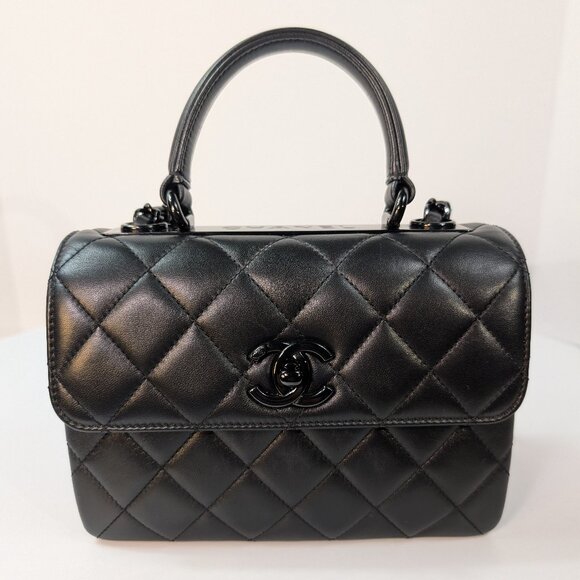 Chanel So Black Quilted Mini Trendy Top Handle Flap Bag - Picture 1 of 16